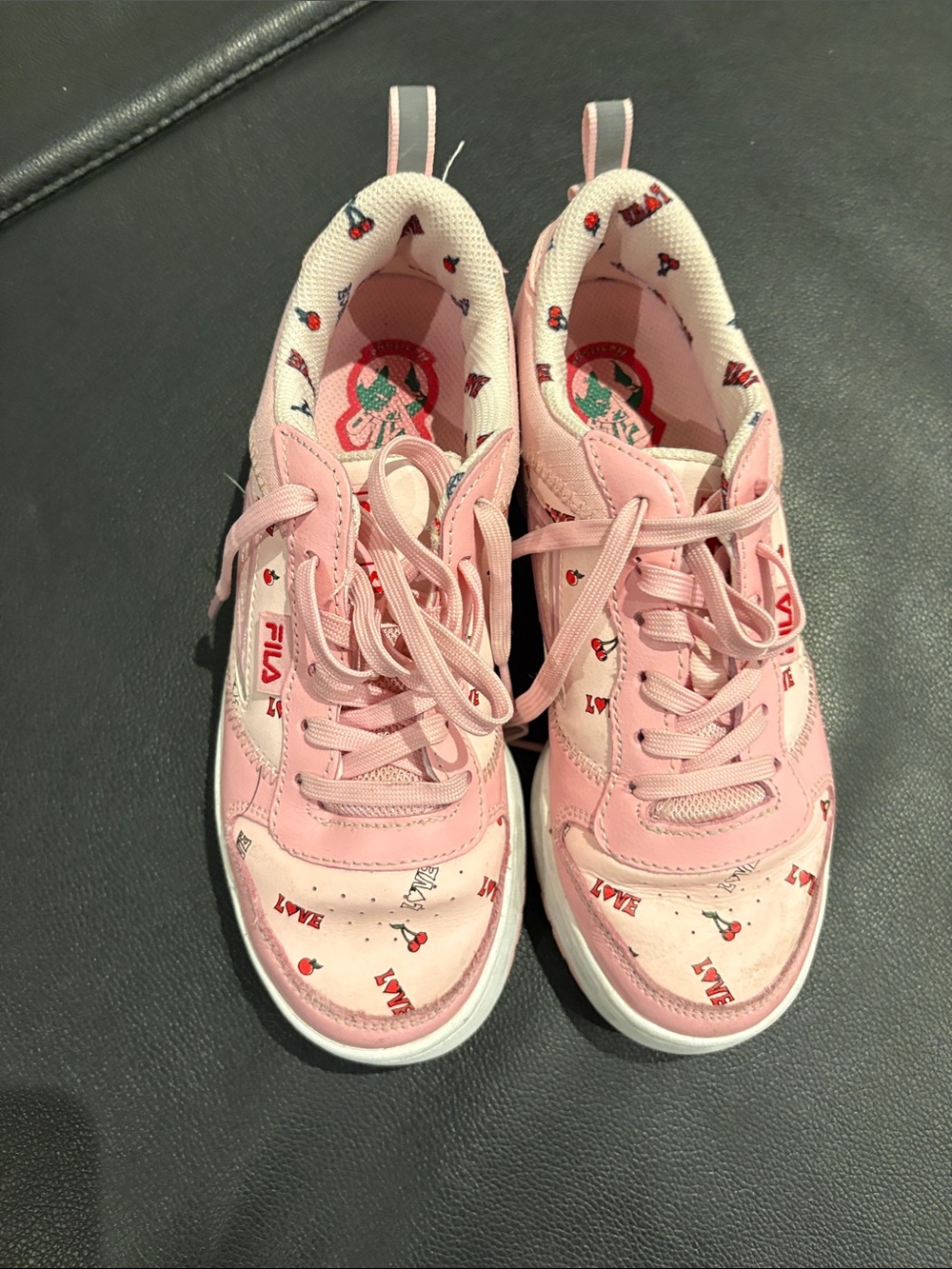 FILA Kids Pink Sneakers with Cherry and LOVE Prints